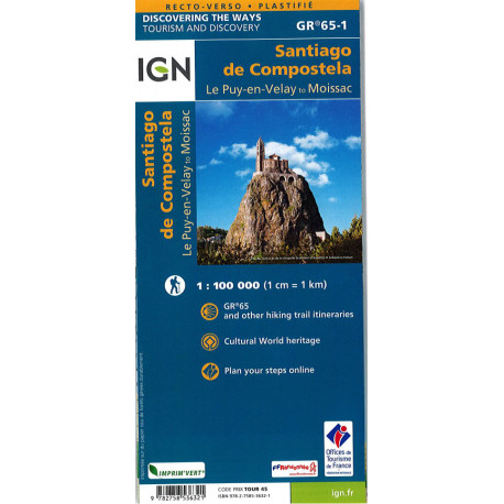 Carte IGN - Chemin de Compostelle du Puy à Moissac (anglais) 
